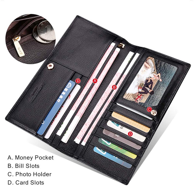 LAORENTOU Genuine Leather Wallet for Men: Bifold with Zipper Coin Pocket, RFID Protected, Slim, Black - Image 3